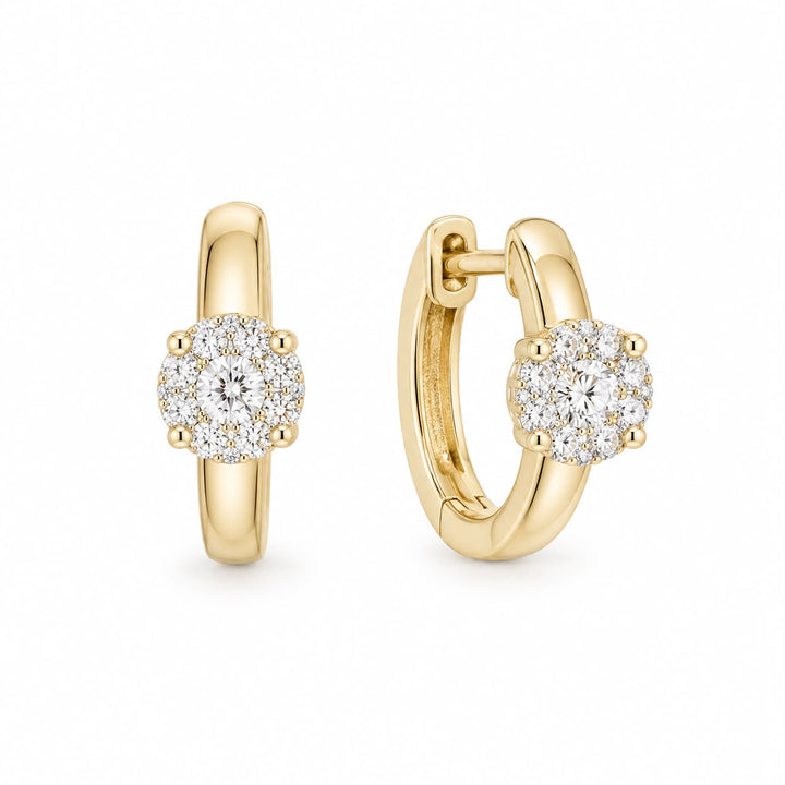 14k Round Cut Diamond Huggie