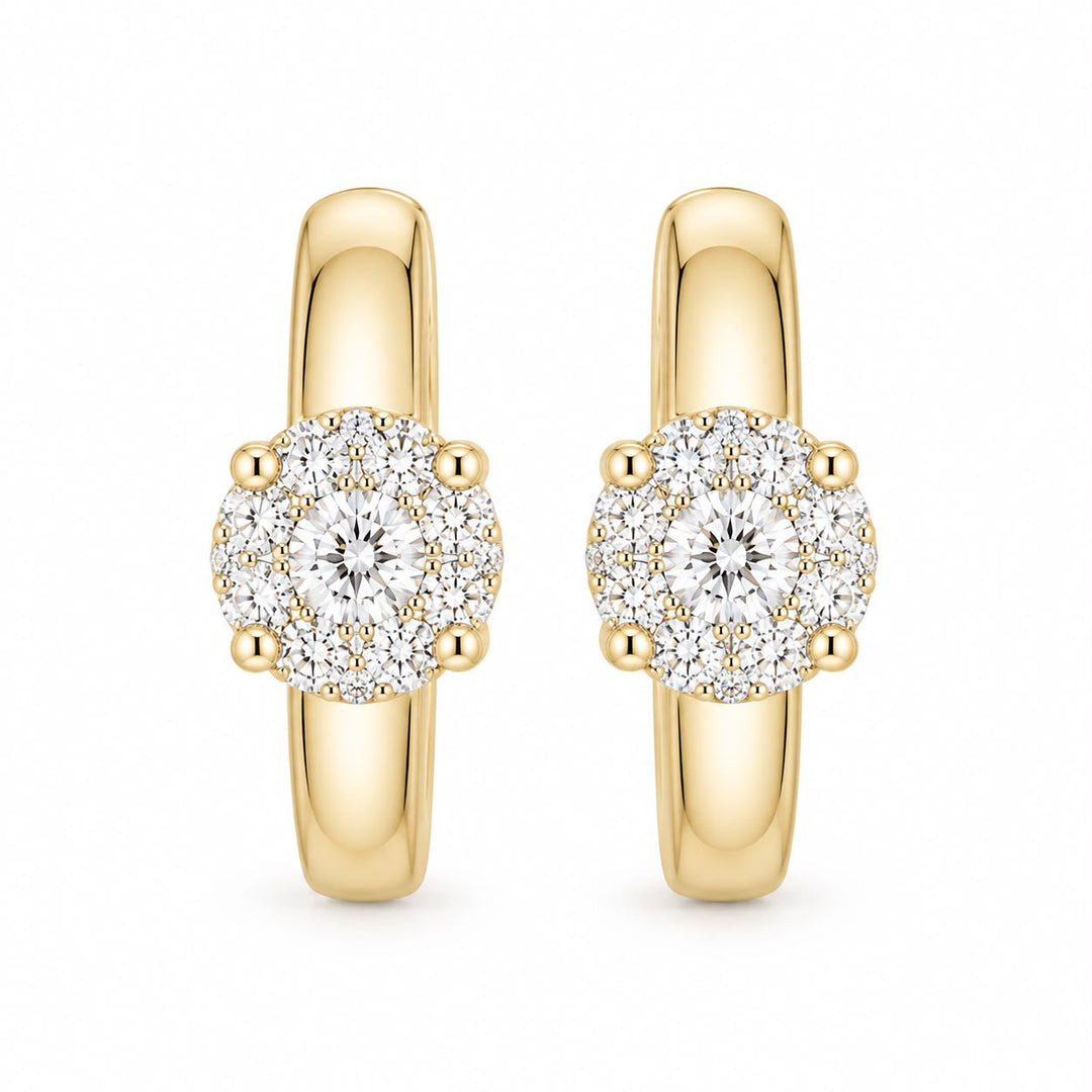 14k Round Cut Diamond Huggie