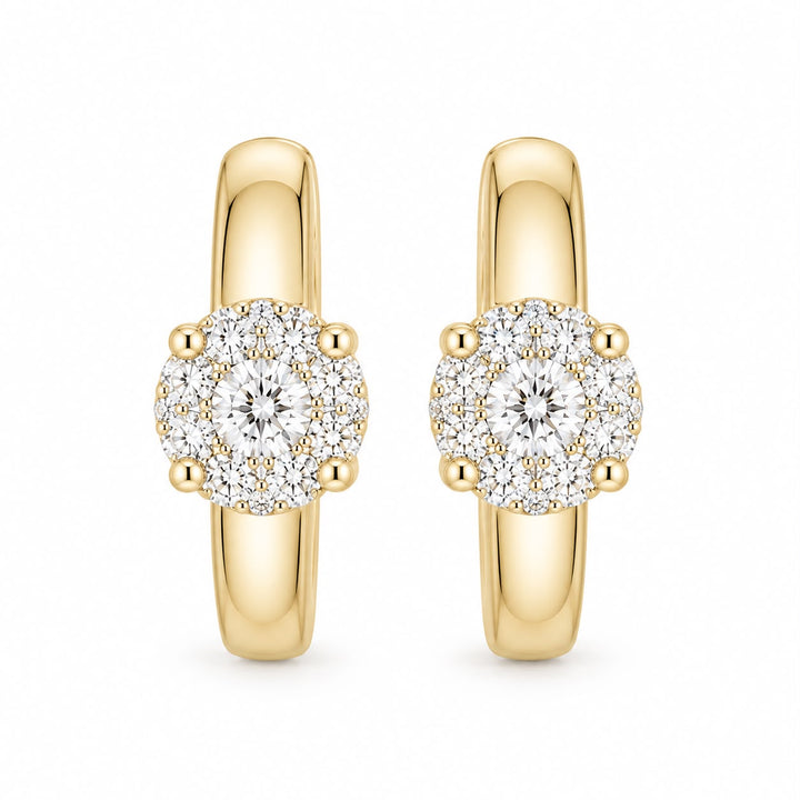 14k Round Cut Diamond Huggie