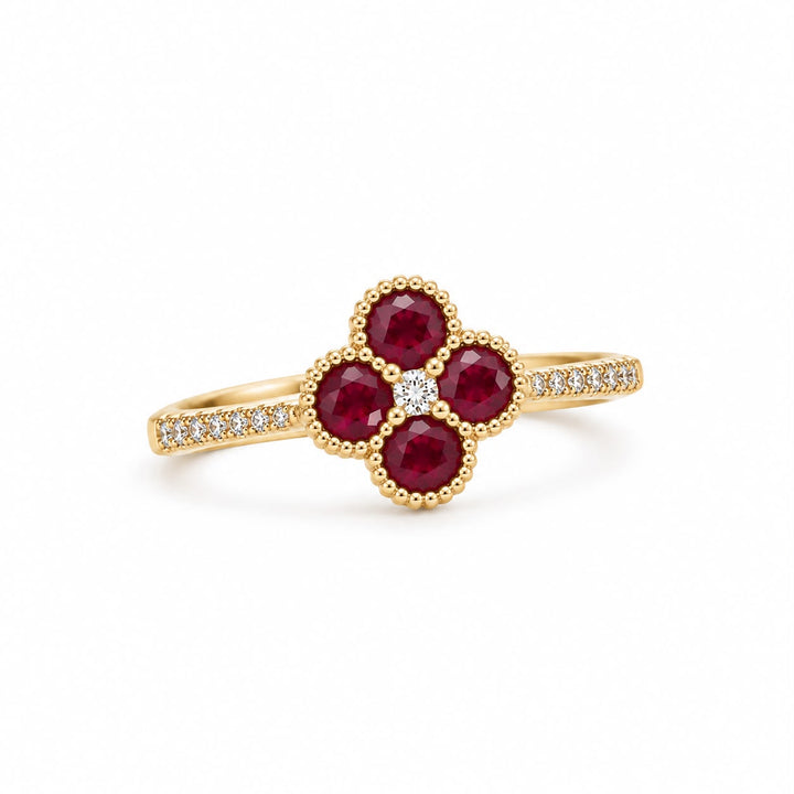 Ruby & Diamond Flower Ring