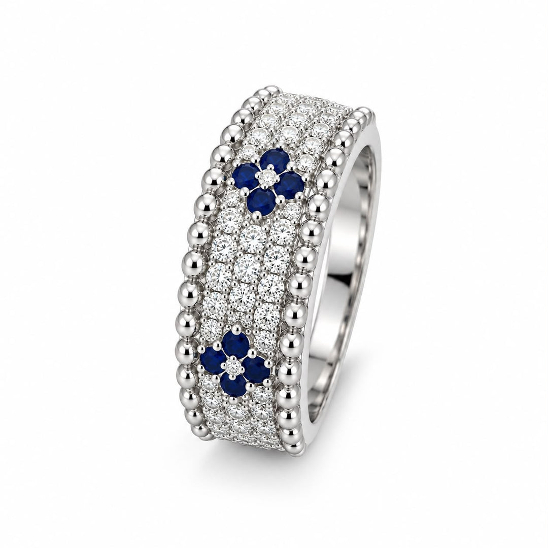 Sapphire and CZ Band Ring