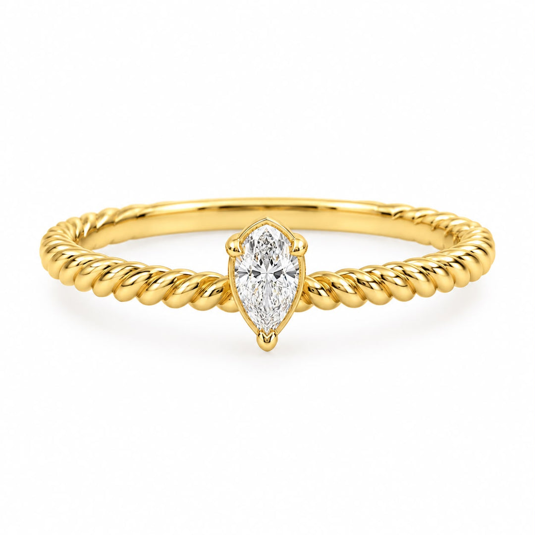 14k Solitaire Twist Ring