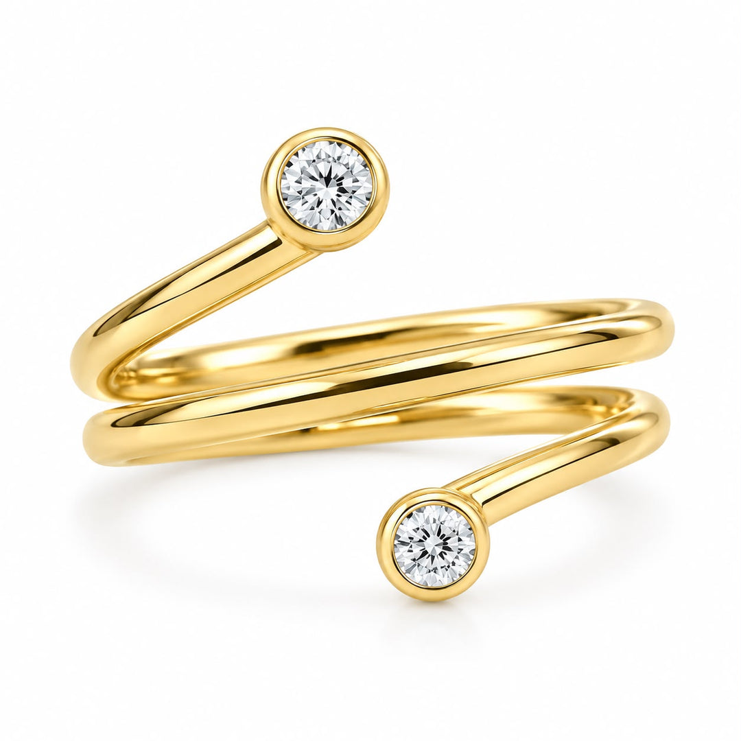 14k Spiral Diamond Ring