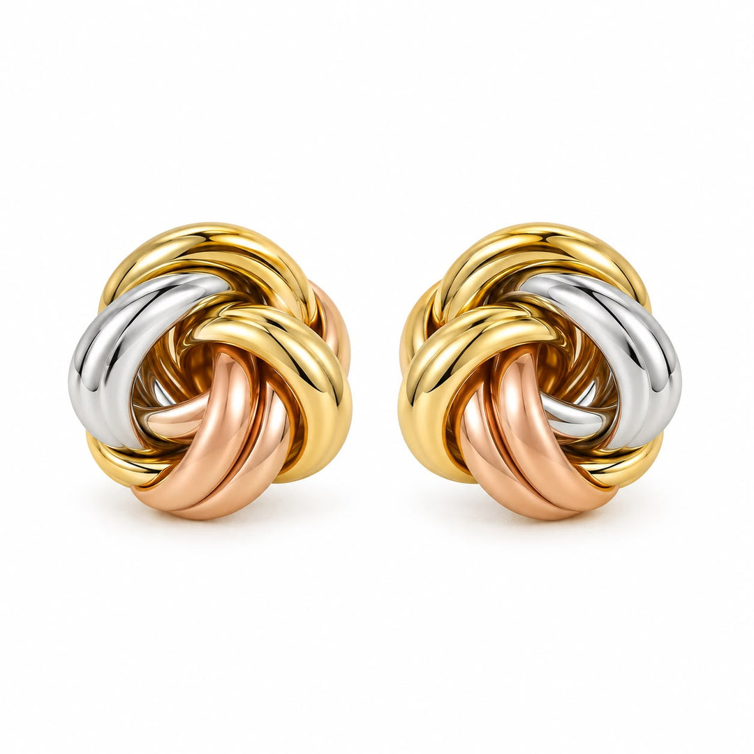 Tri-Tone Love Knot Earrings