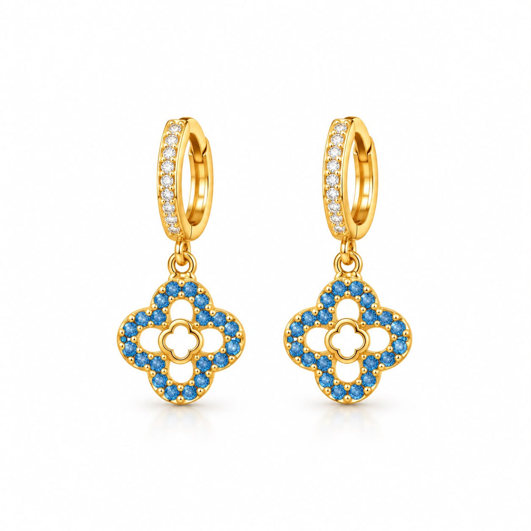 Turquoise Flower Drop Huggies