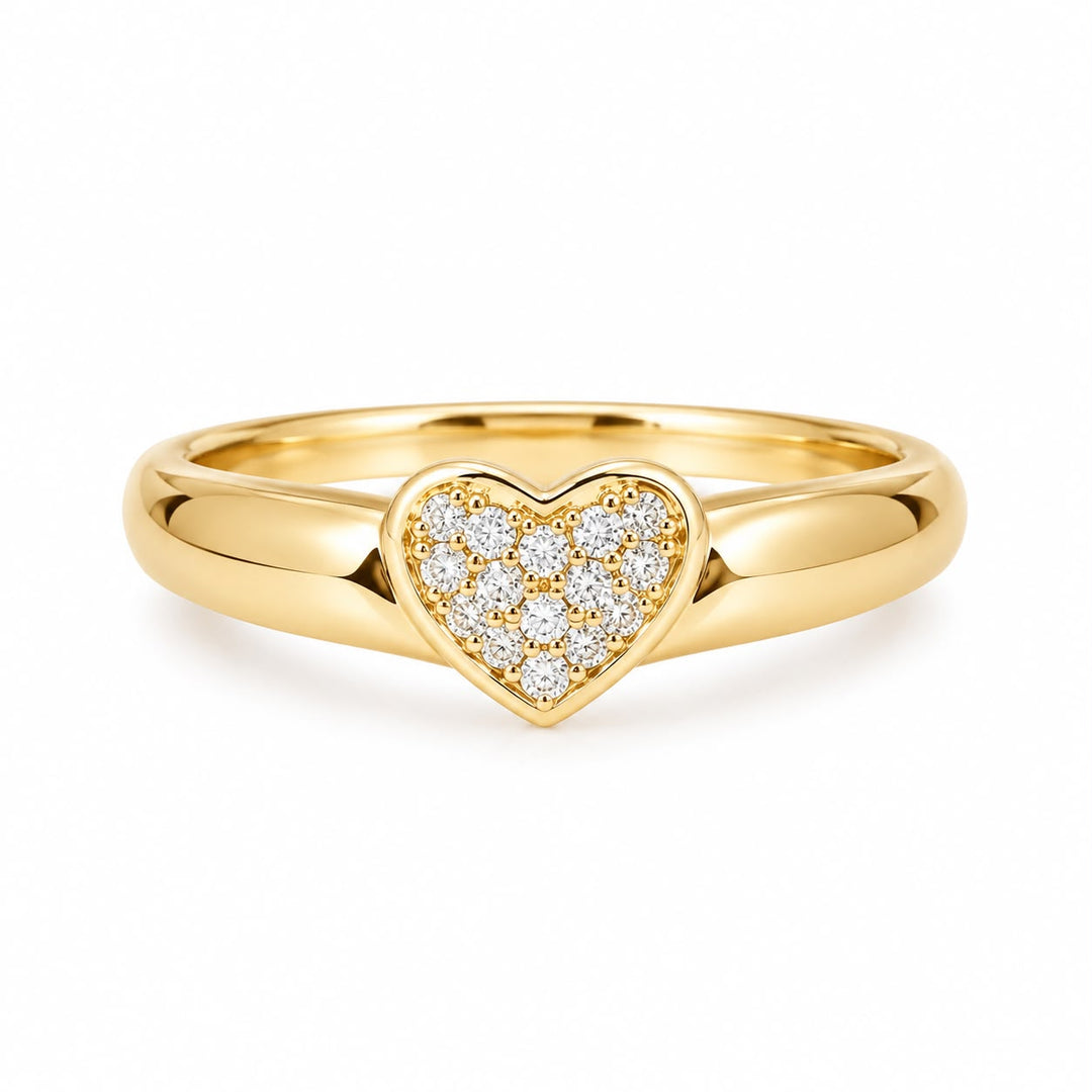 Vintage Pave Diamond Heart Ring