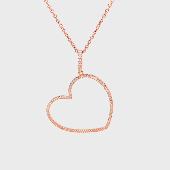 Tilted Heart Pendant Necklace In Rose Gold