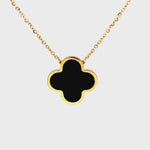 14K Gold Medium Onyx Clover Necklace