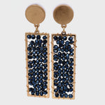Dangling Navy Beaded Earrings