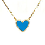 Turquoise Heart Necklace With Cubic Zirconia in Gold