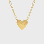 Link Necklace With Textured Heart