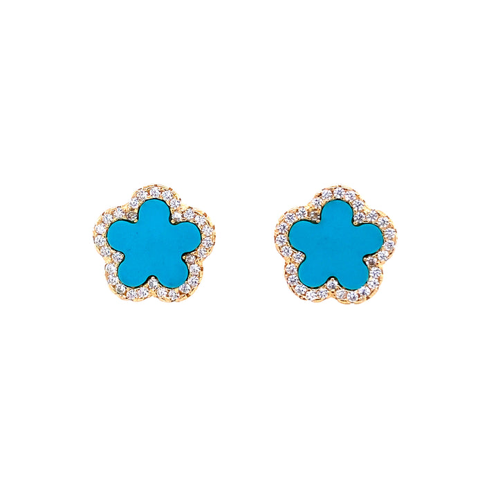 Small Turquoise Flower Studs