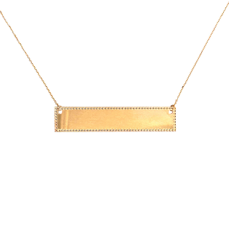 Custom Personalized Nameplate Bar In 14K Gold