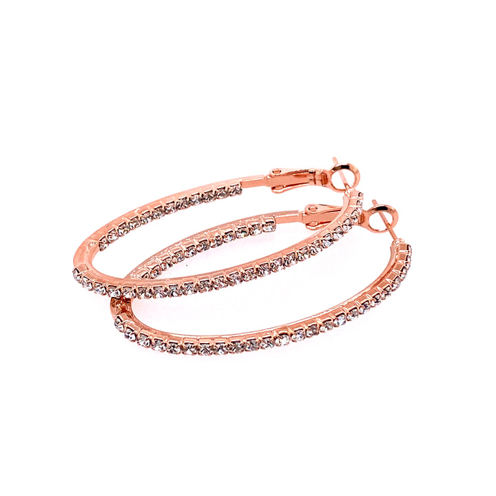 Crystal Oval Hoops in Rose Gold