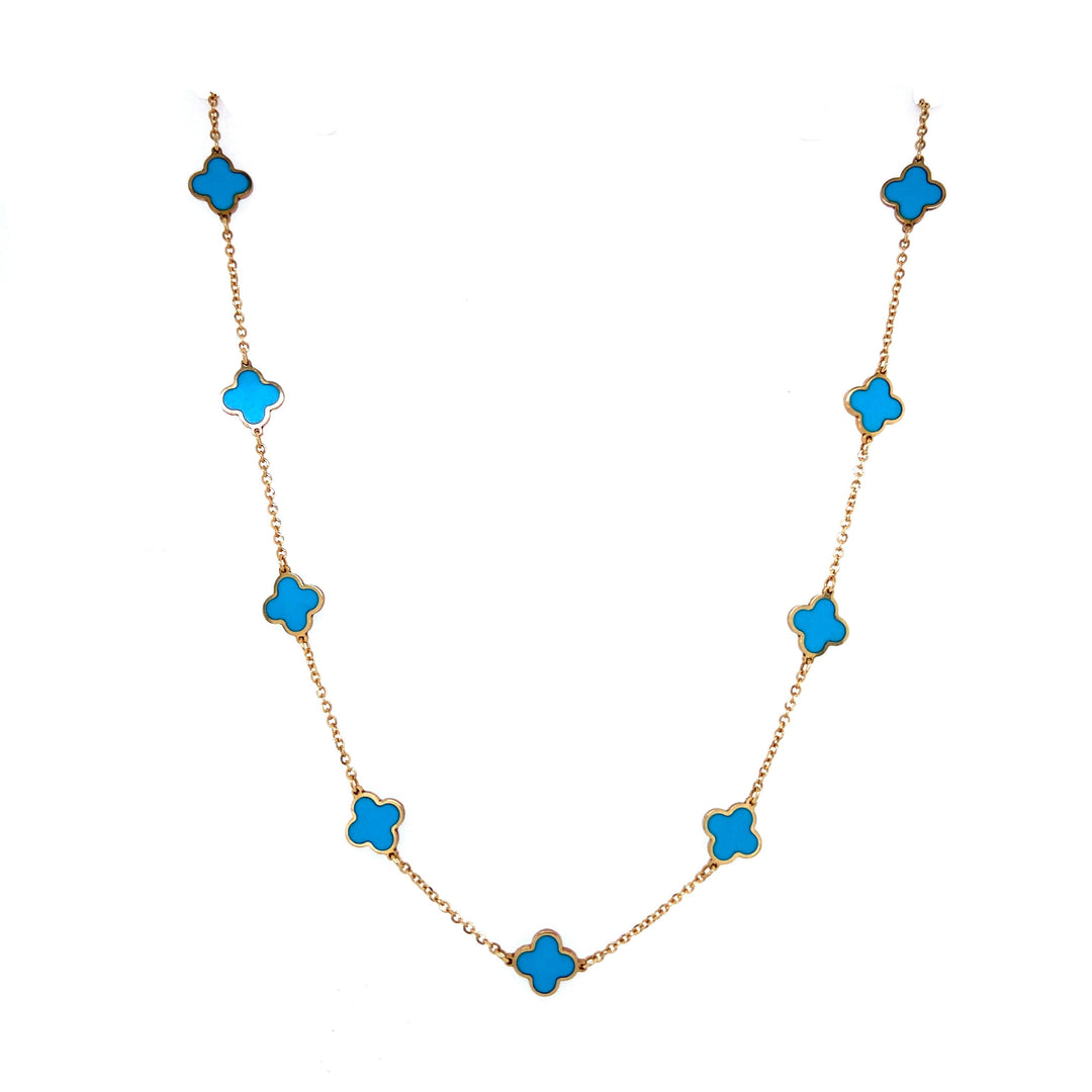 14K Gold Turquoise Clover Necklace