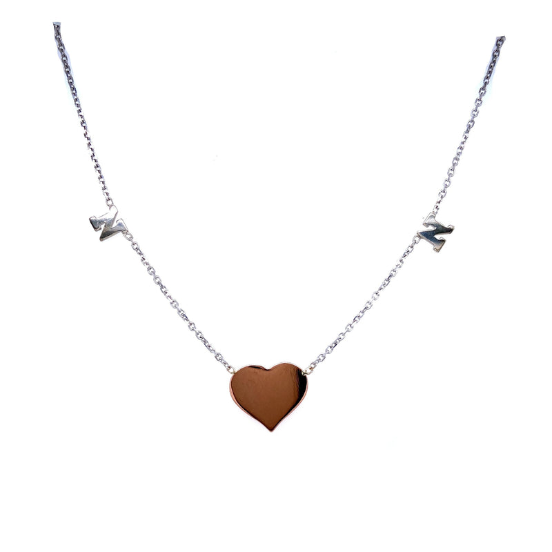 Custom Personalized Initials Cutout And Heart in 14K Gold