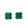 Green Clover Stud Earrings In Silver