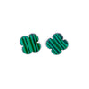 Green Clover Stud Earrings In Silver