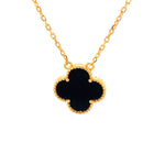 Single Black Onyx Clover Necklace in Gold (Small & Medium)