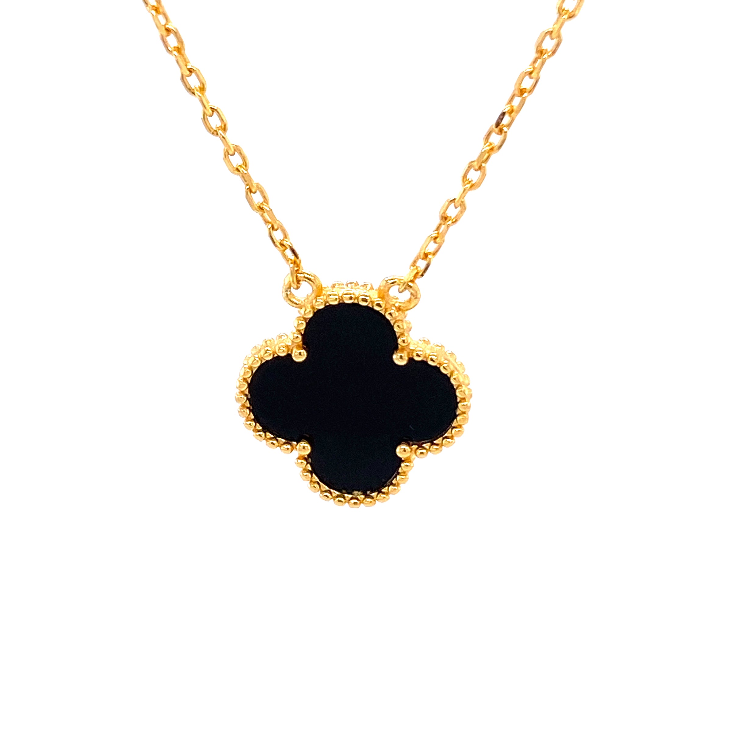 Single Black Onyx Clover Necklace in Gold (Small & Medium) – picntell