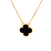 Single Black Onyx Clover Necklace in Gold (Small & Medium)