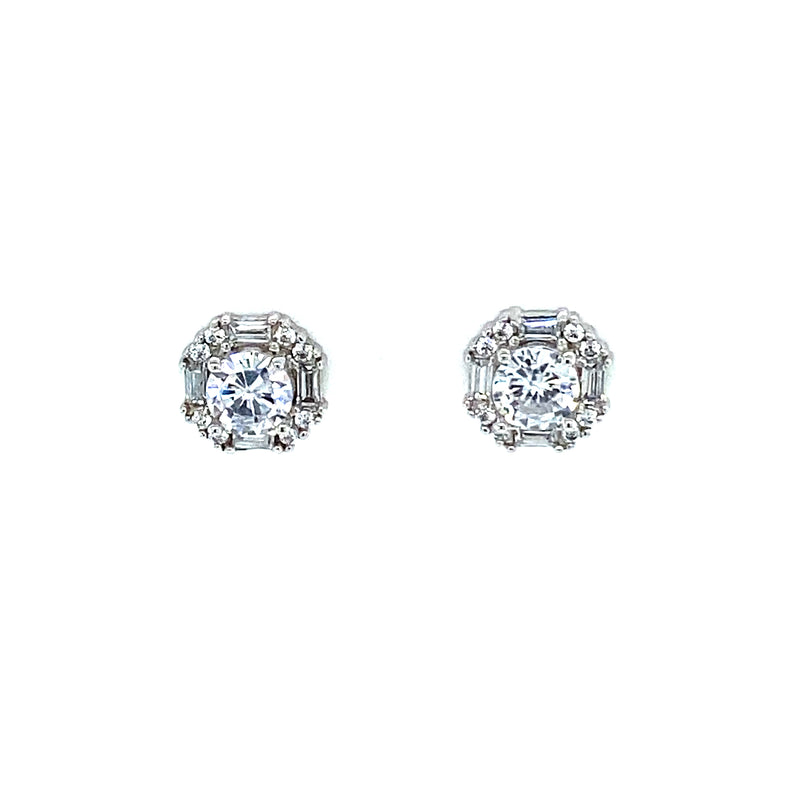Round Studs With Surrounding Baguettes