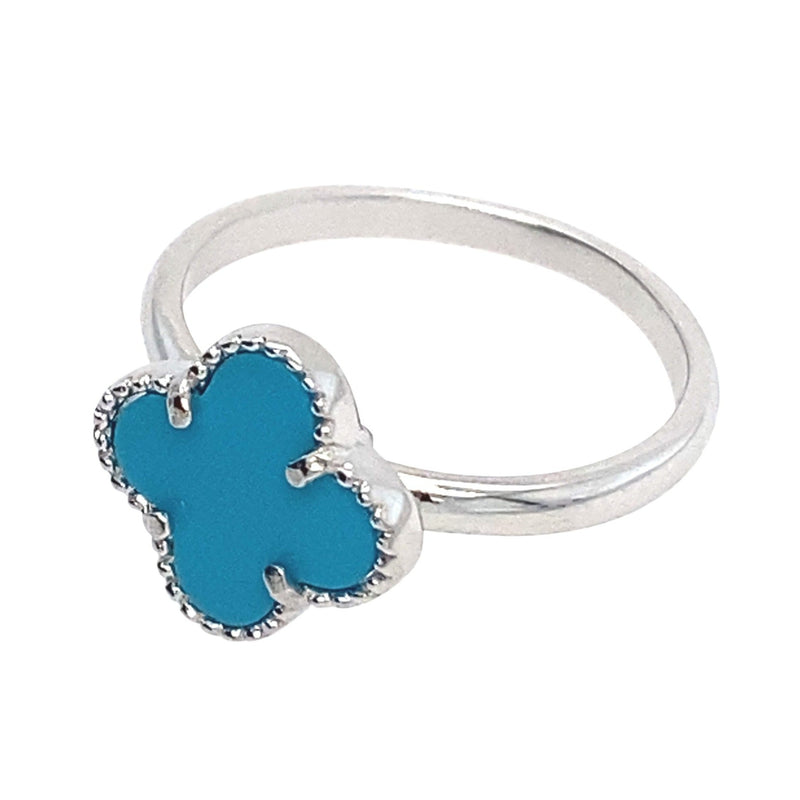 Turquoise Clover Ring in Silver