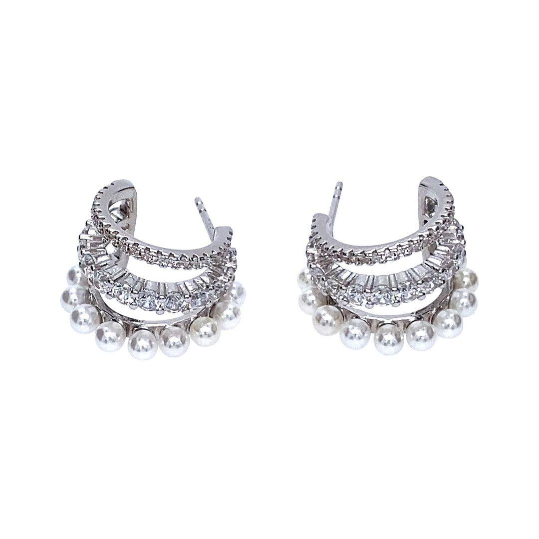 Triple Hoop Earrings With Freshwater Pearls