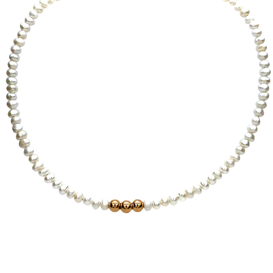 Pearl Choker With Gold Accents
