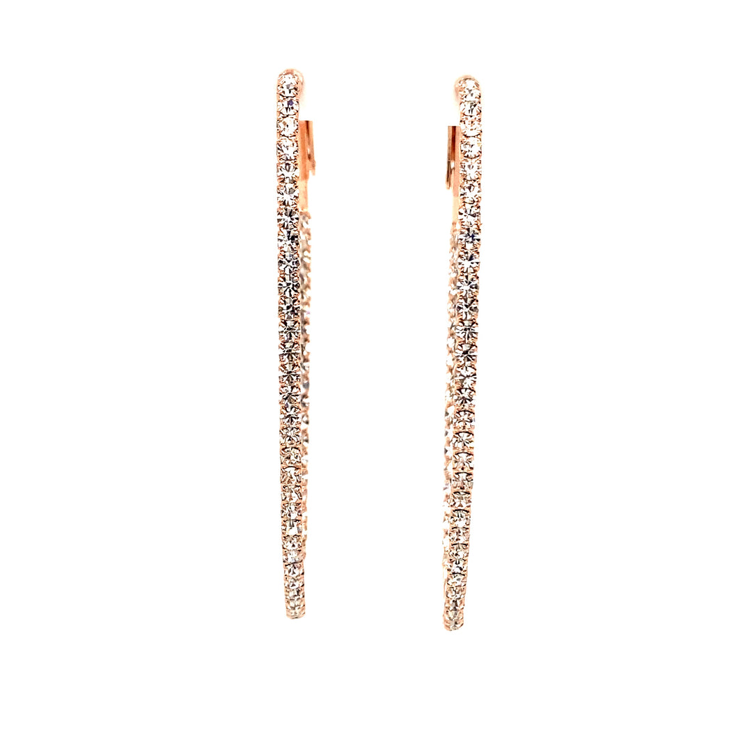 Large Crystal Oval Hoops in Rose Gold