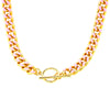 Pink Enamel Curb Chain Toggle Necklace