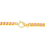 Pink Enamel Curb Chain Toggle Necklace