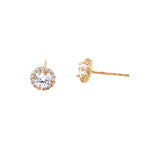 14K Gold Round Pavé Studs