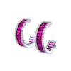 Pink Baguette Hoop Earrings