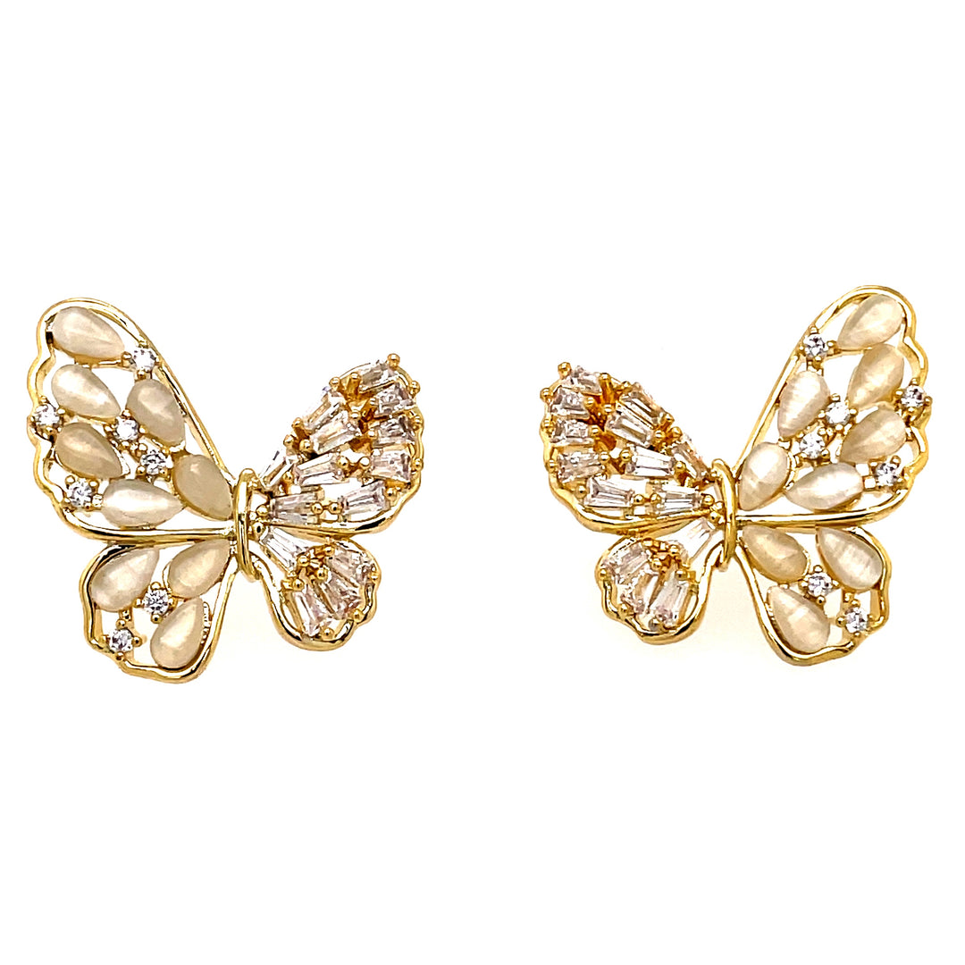Gold Tone Butterfly Earrings