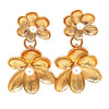 Flower and Pearl Accent Drop Earrings