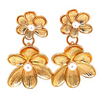 Flower and Pearl Accent Drop Earrings