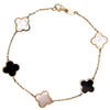 14K Black & White Clover Bracelet