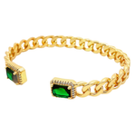 Emerald Curb Chain Cuff bracelet