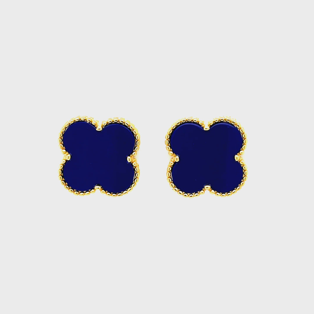 Navy Clover Stud Earrings