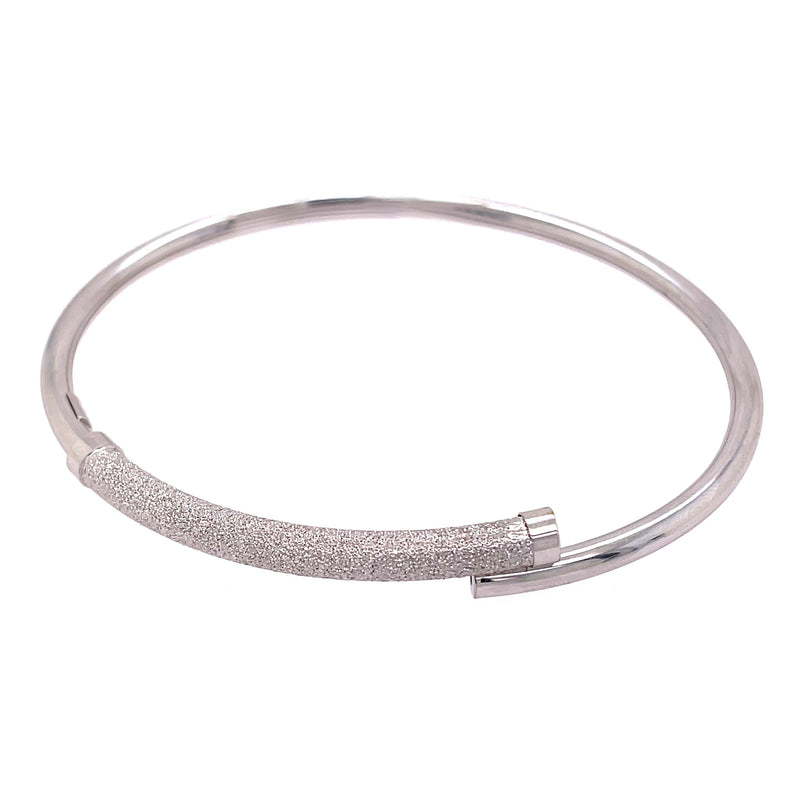 14K White Gold Bar Bangle