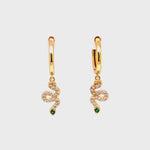 Sparkling Snake Drop Hoops in Gold
