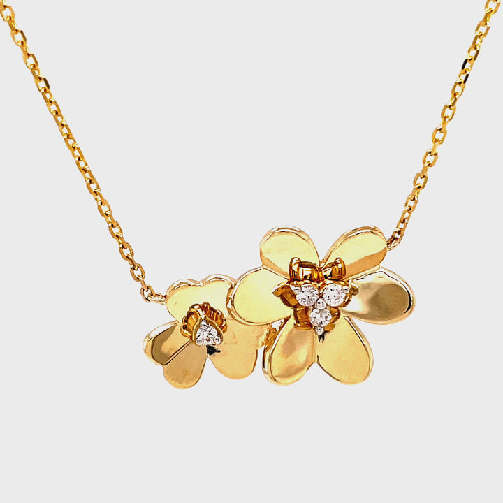 14K Diamond Flower Cluster Necklace