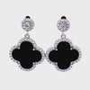 Black Onyx Hanging Clover Earrings