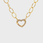 Oval Link Chain With Sparkling Heart