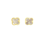 Mother Of Pearl Small Clover Studs in Gold