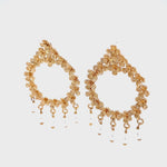 Teardrop Earring With Dangling Pearl Charms