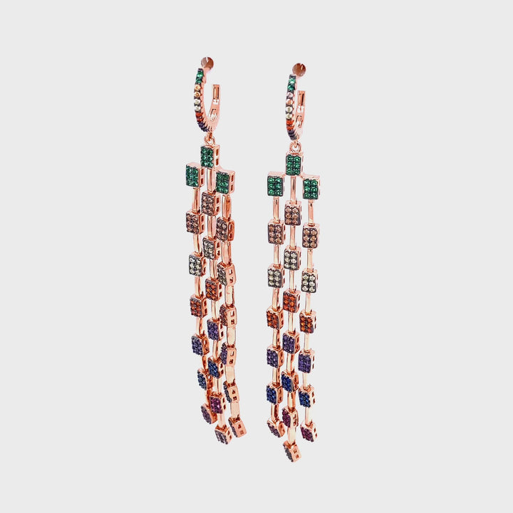 Rose Gold Multi Color Dangle Earrings