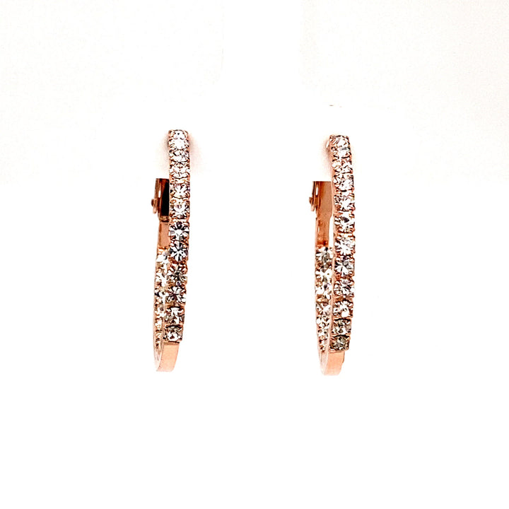 Round Crystal Hoops in Rose Gold