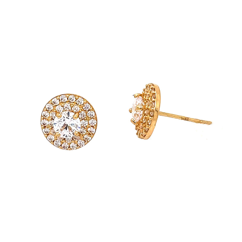 14K Gold Pave Stud with Cubic Zirconia
